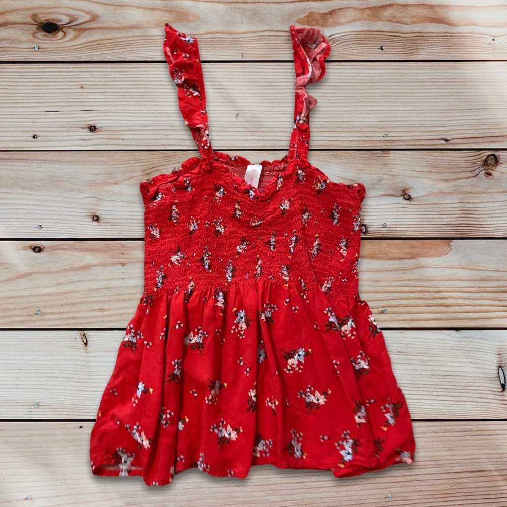 XL No Boundaries Red Stretch Floral Tank Top